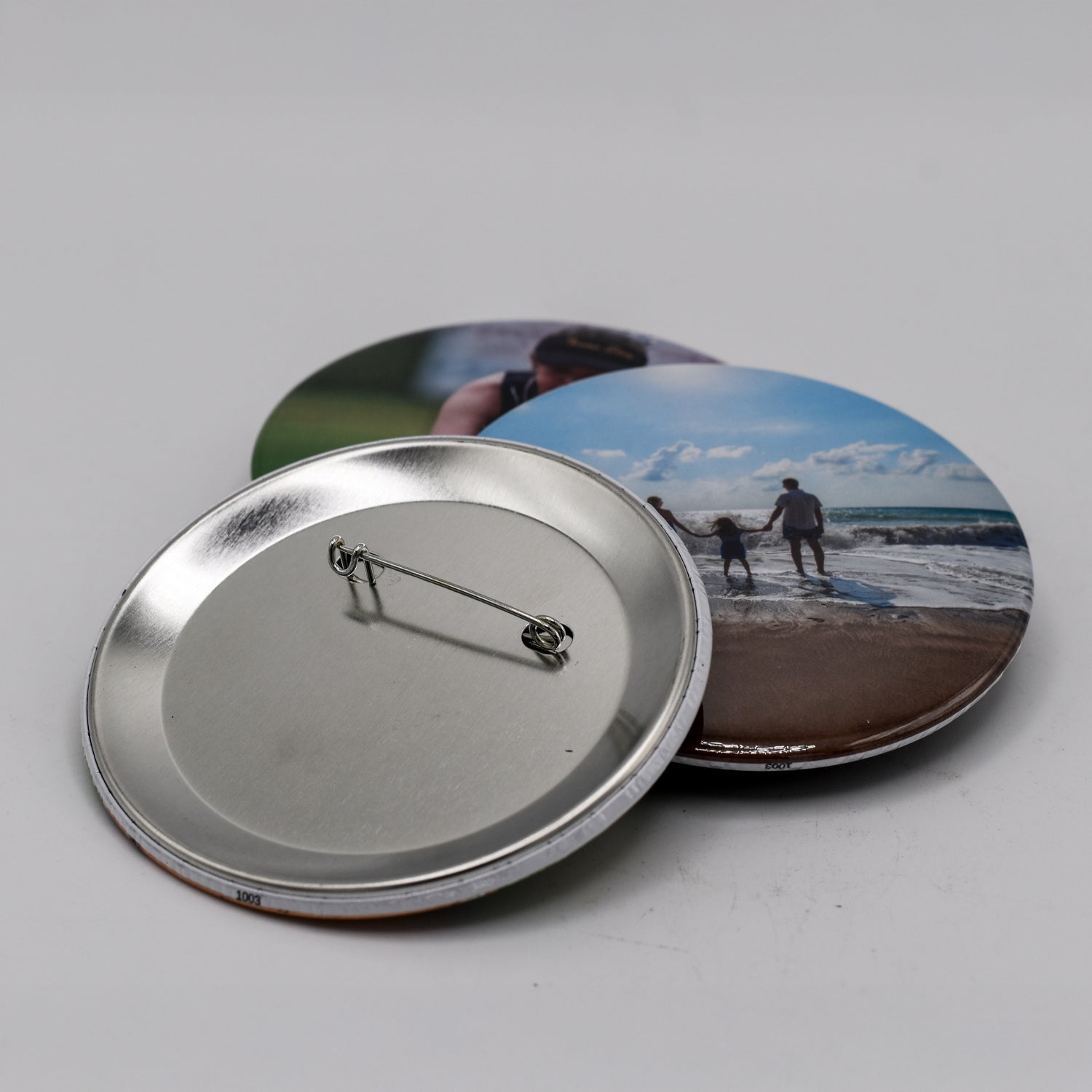 Custom Pressed Photo Pin-Back Buttons| 2"x2" Square, 2"x3" Rectangle & 3" Round Pressed Pin-Back Buttons