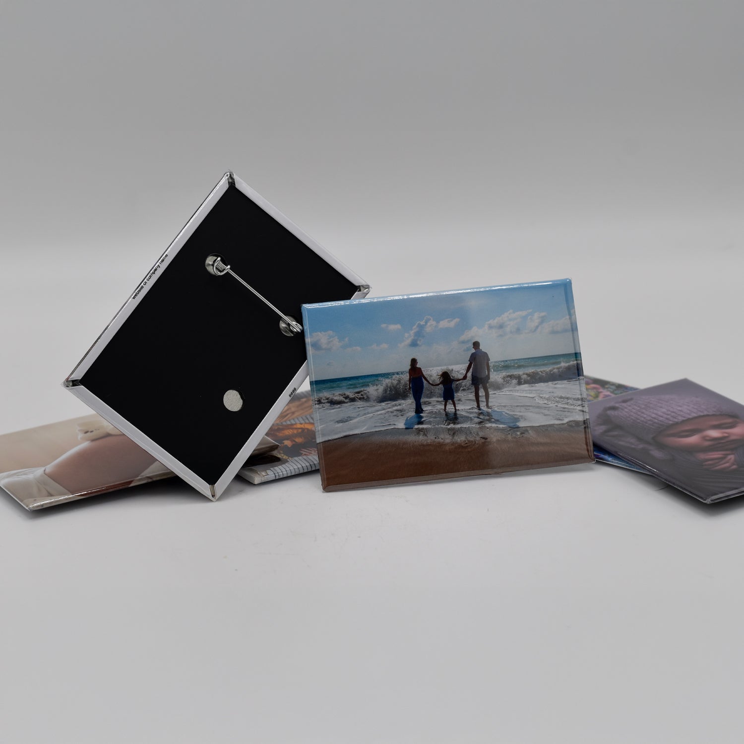 Custom Pressed Photo Pin-Back Buttons| 2"x2" Square, 2"x3" Rectangle & 3" Round Pressed Pin-Back Buttons