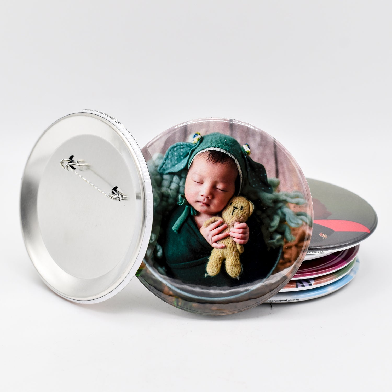 Custom Pressed Photo Pin-Back Buttons| 2"x2" Square, 2"x3" Rectangle & 3" Round Pressed Pin-Back Buttons