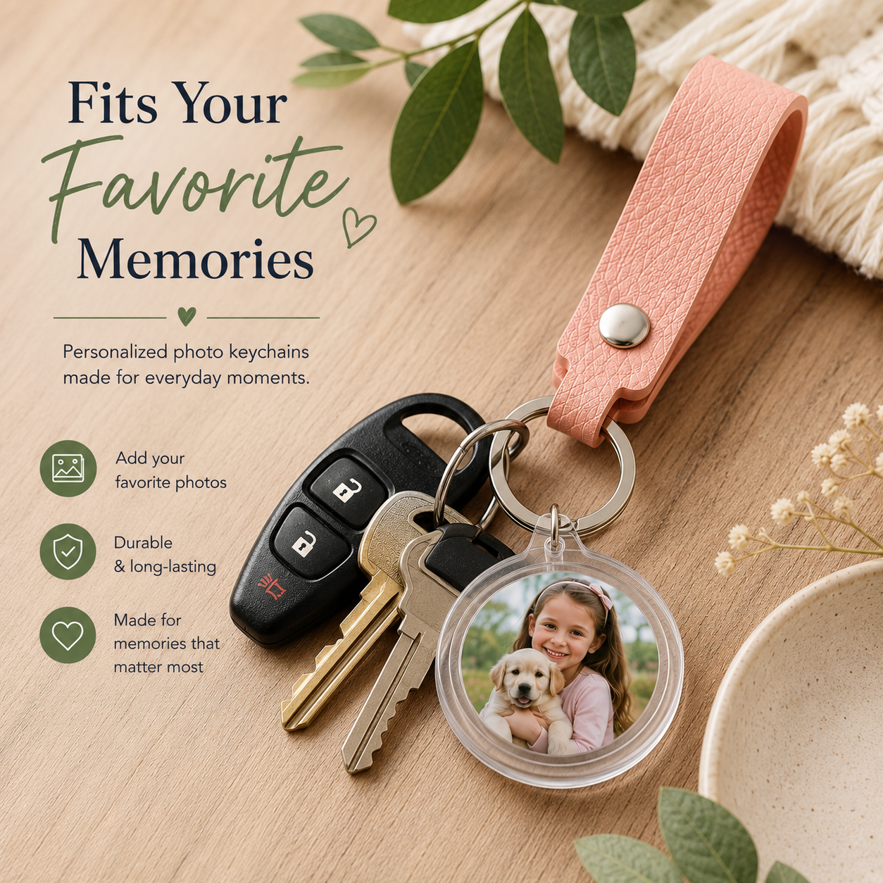 Double-Sided Custom Photo Keychain