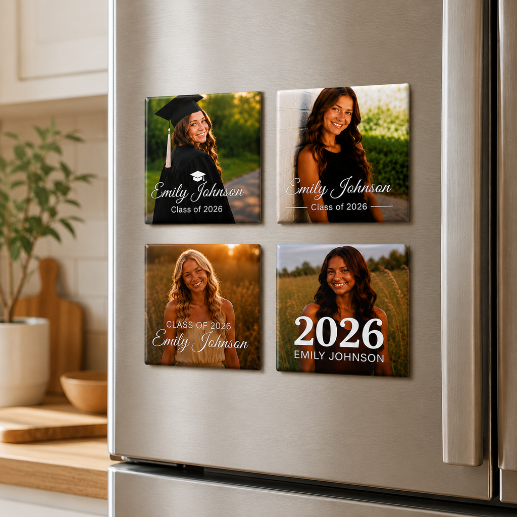 Personalized Graduation Photo Magnets | 2"×2" Square | Class of 2026