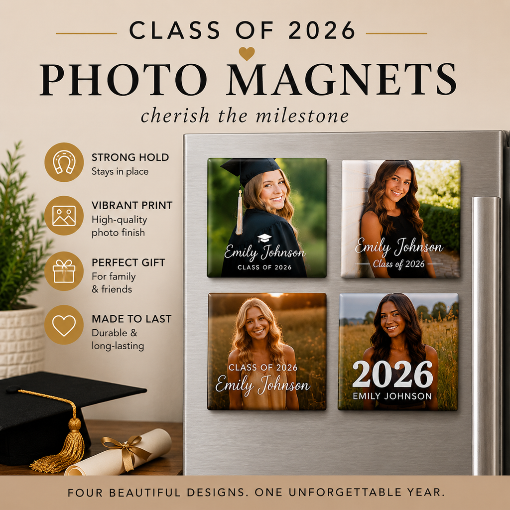 Personalized Graduation Photo Magnets | 2"×2" Square | Class of 2026