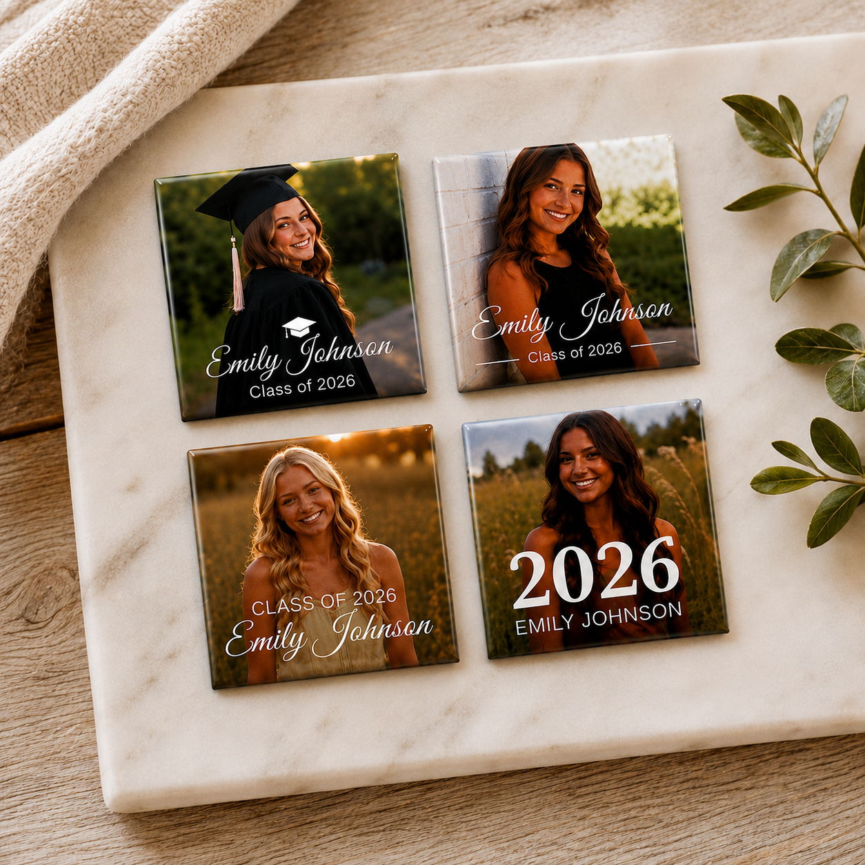 Personalized Graduation Photo Magnets | 2"×2" Square | Class of 2026