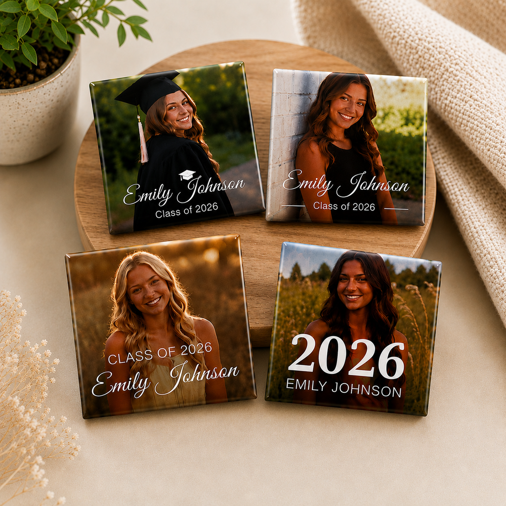 Personalized Graduation Photo Magnets | 2"×2" Square | Class of 2026