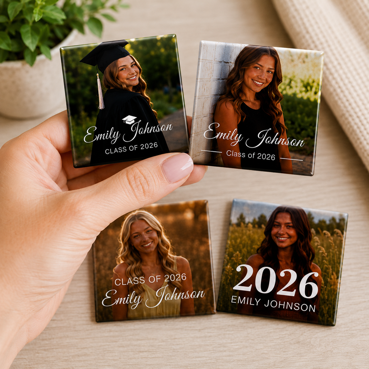 Personalized Graduation Photo Magnets | 2"×2" Square | Class of 2026