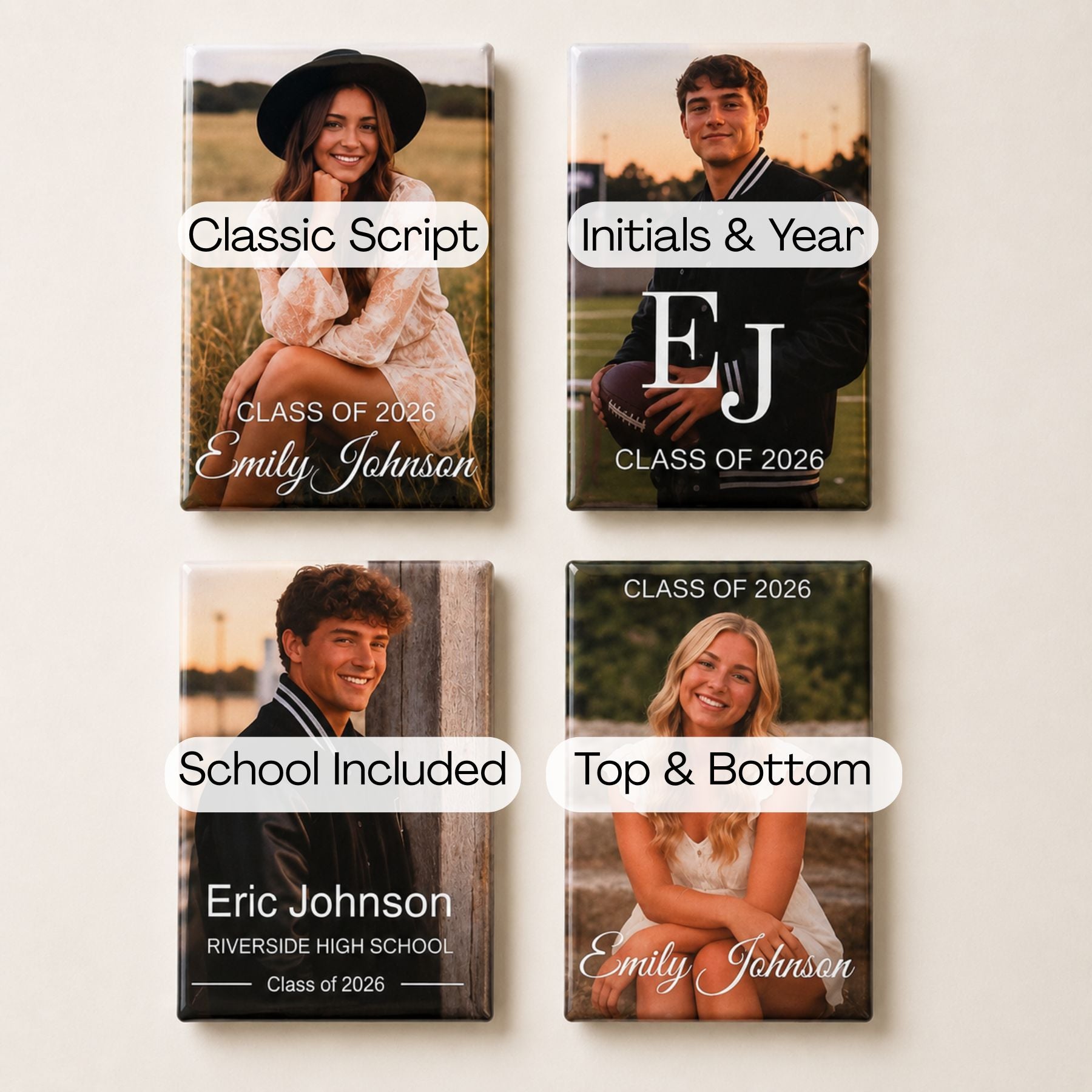 Personalized Graduation Photo Magnets | 2"×3" Rectangular | Class of 2026