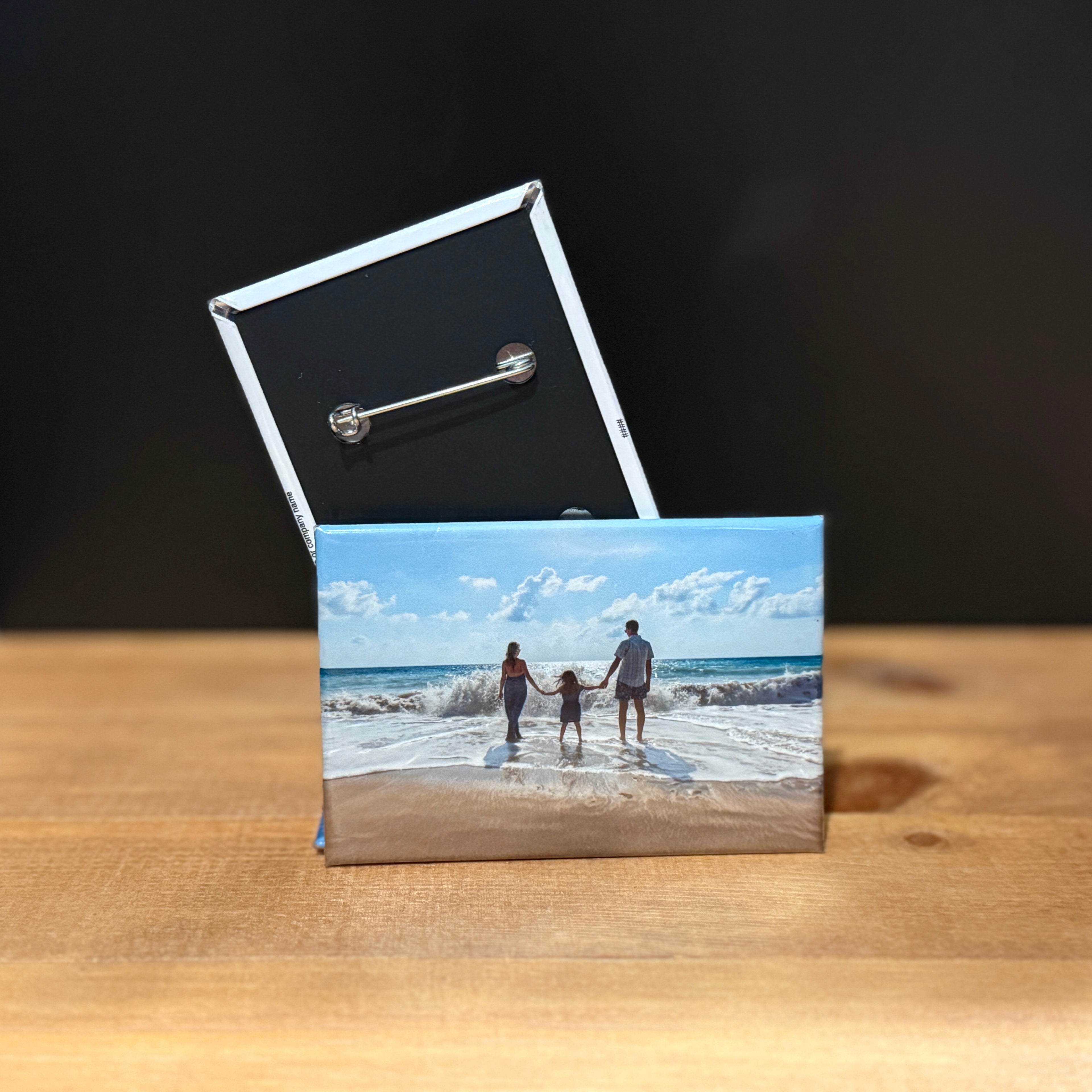 Custom Pressed Photo Pin-Back Buttons| 2"x2" Square, 2"x3" Rectangle & 3" Round Pressed Pin-Back Buttons
